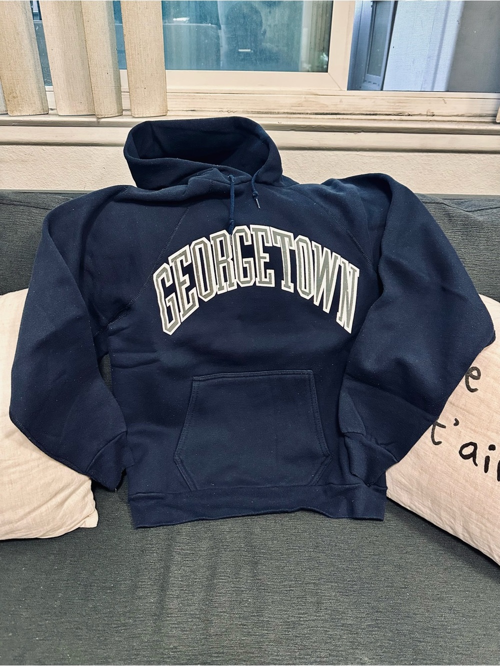 Vintage Y2K Georgetown Hoyas Georgetown University Navy Blue Pullover Hoodie Sz